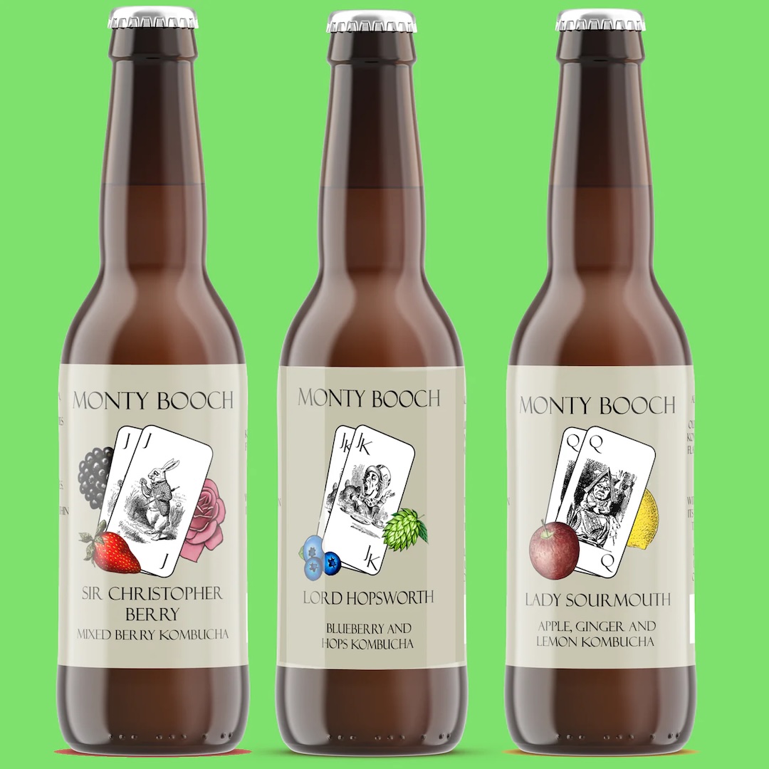 Monty Booch : Mixed Case of Raw, Unfiltered Kombucha (3 x 4 330ml) 36.00