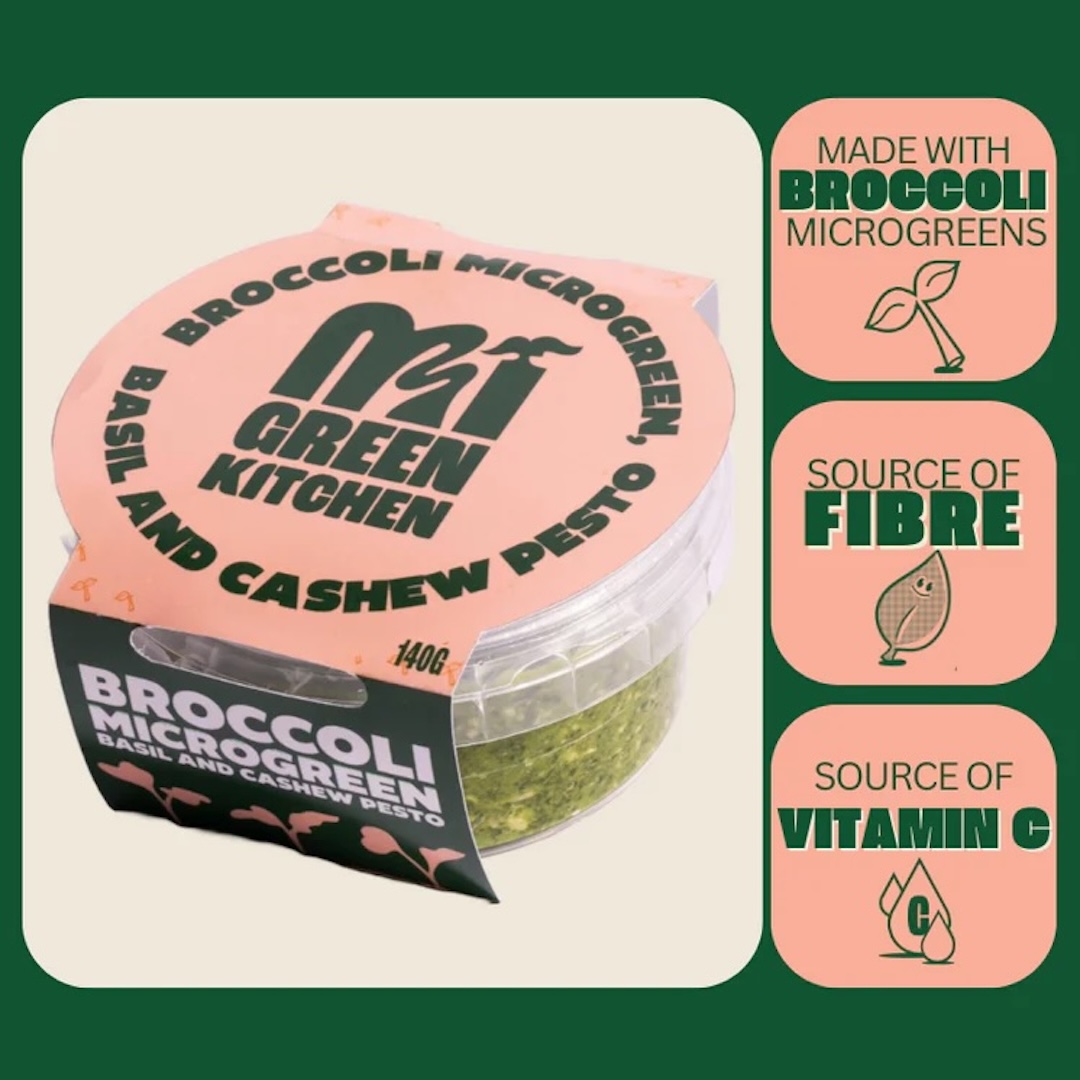 Broccoli Microgreen, basil and Cashew Pesto (2 x 140g) by MiGreen Kitchen