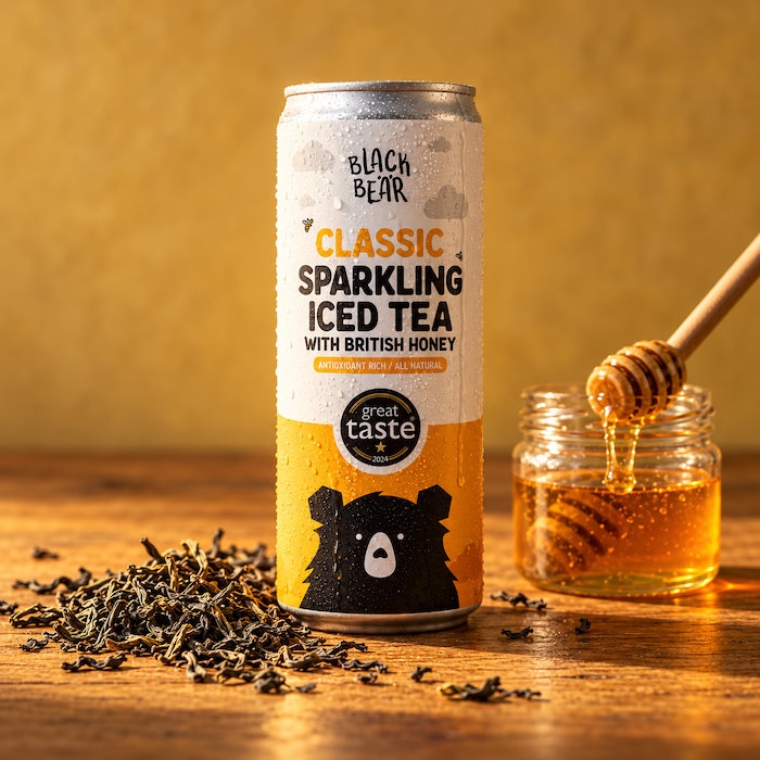 Black Bear Honey Co : Classic Sparkling Tea with Pure British Honey (12 x 250ml)