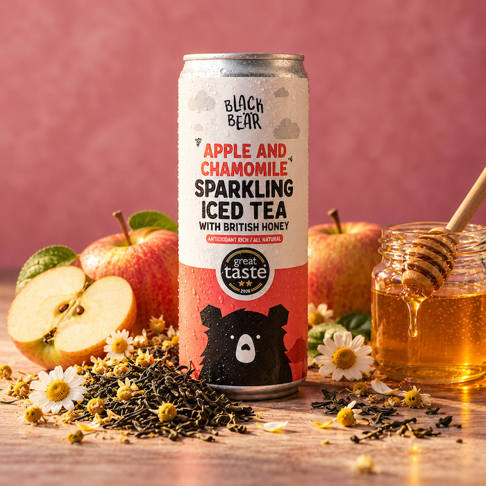 Black Bear Honey Co : Apple and Chamomile Sparkling Tea with Pure British Honey (12 x 250ml)