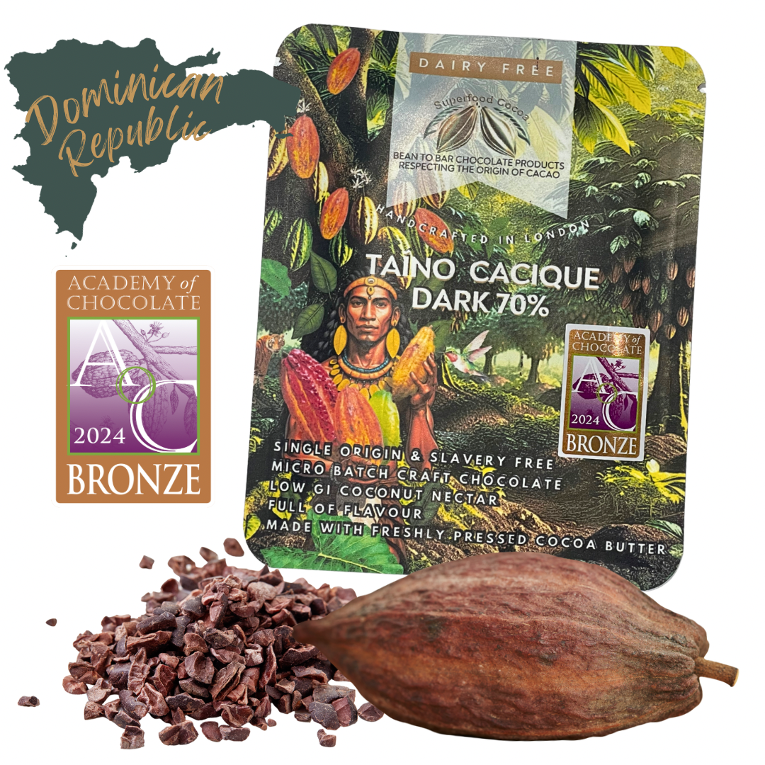 Taíno Cacique Dominican Dark Vegan Chocolate Bar (30g) by Superfood Cocoa