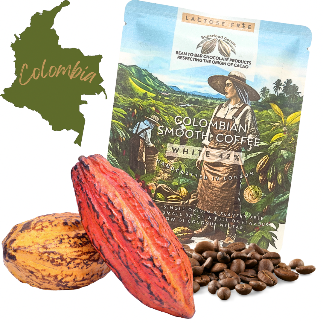 Columbian Smooth Coffee White Chocolate Bar (30g) by Superfood Cocoa