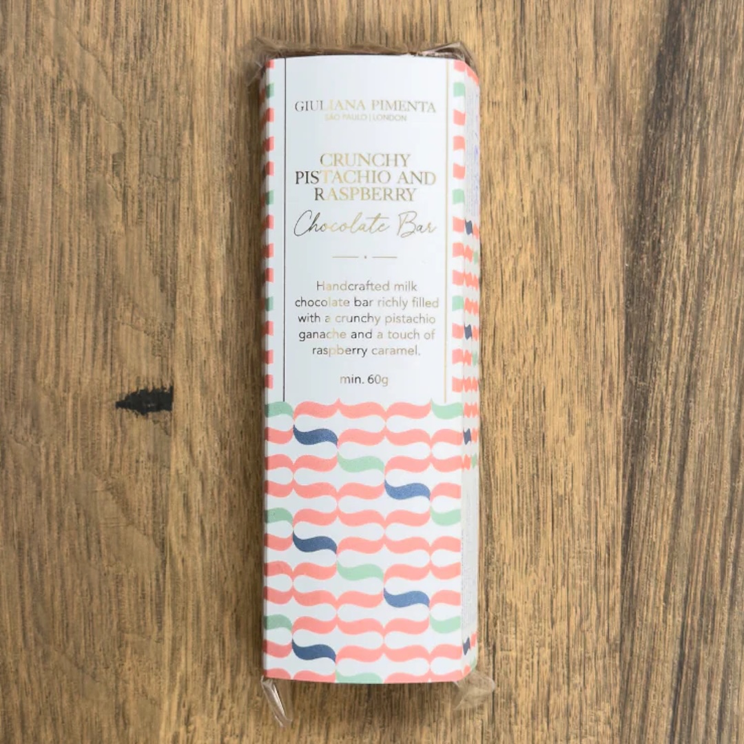 Giuliana Pimenta : Crunchy Pistachio and Raspberry Chocolate Bar (60g) £4.95