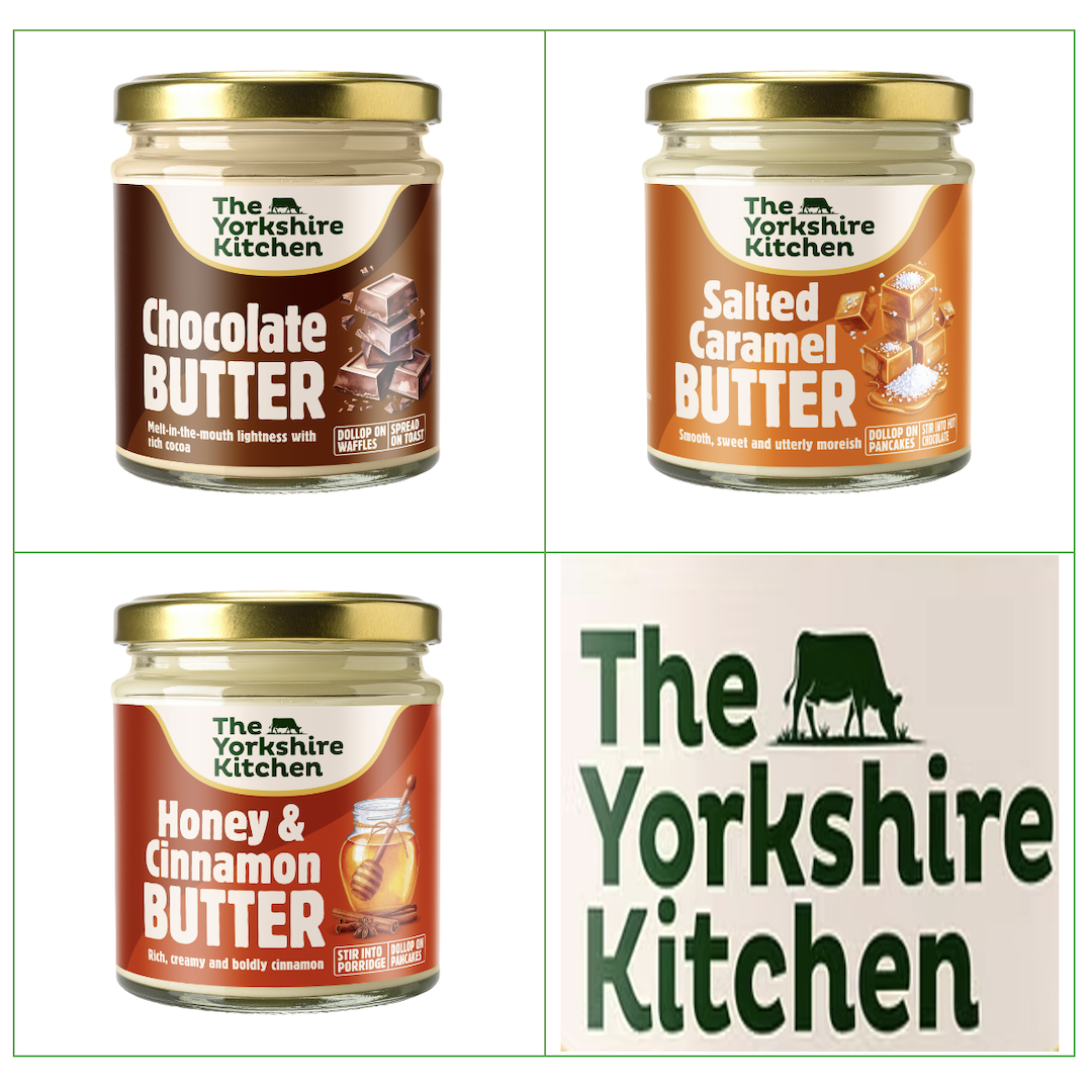 The Yorkshire Kitchen : Chocolate, Salted Caramel, Honey and Cinnamon Dessert Butters (3 pack) 18.00